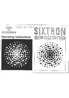 Gossen Sixtron electronic manual. Camera Instructions.